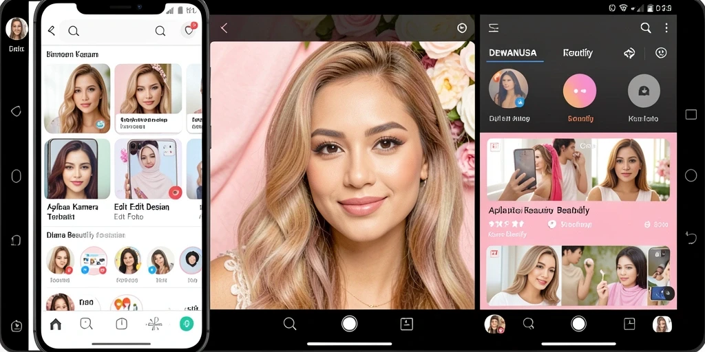 Tampilan antarmuka aplikasi DEWANUSA dengan fitur Kamera Beautify.