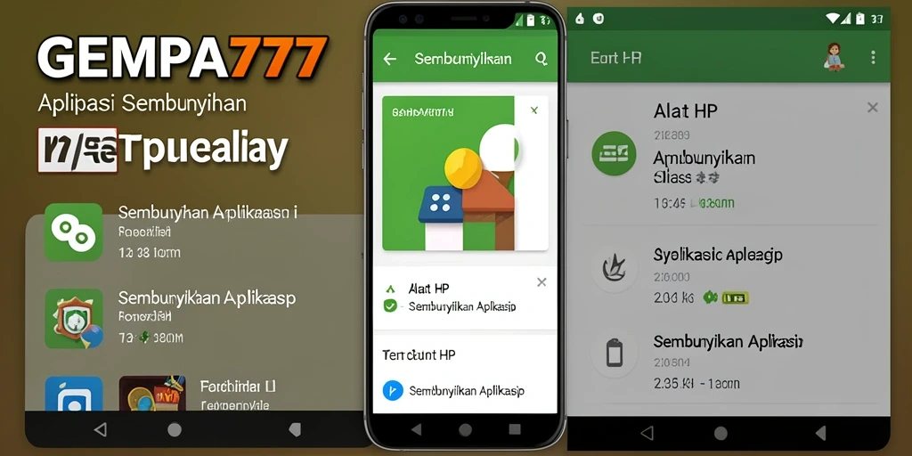 Tampilan antarmuka GEMPA777 untuk menyembunyikan aplikasi.