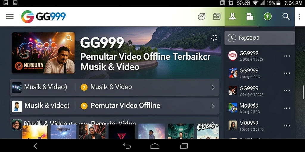Antarmuka user-friendly GG999 untuk pemutaran video offline.
