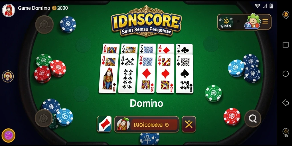 Tampilan antarmuka game Domino IDNSCORE yang menarik dan interaktif.
